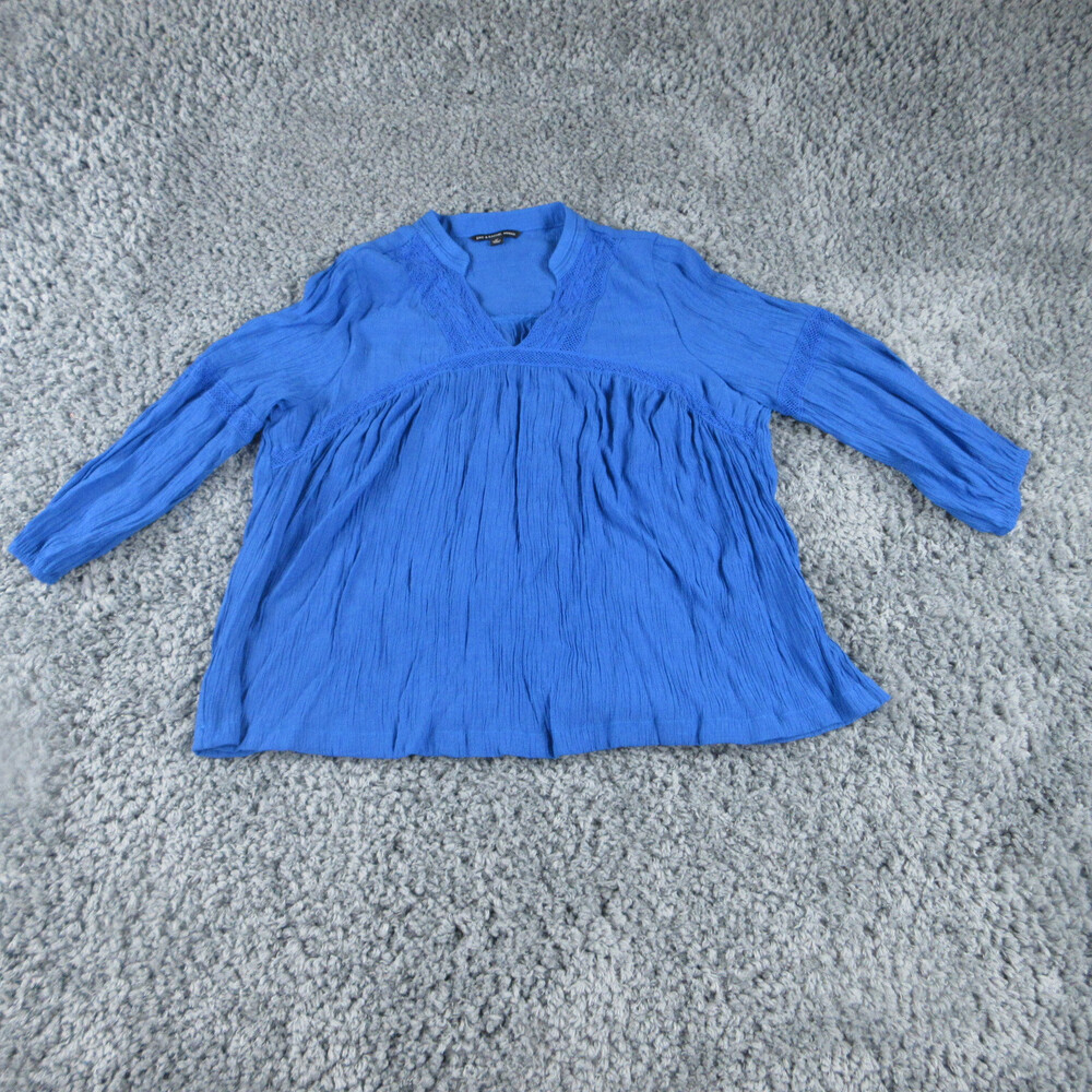 Zac & Rachel Shirt Womens ' 1X Blue Long Sleeve Pullover